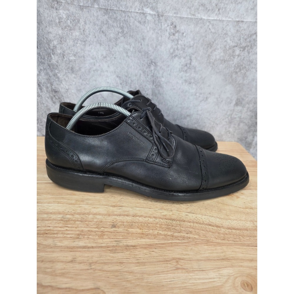 Bruno Magli Derby Shoes Mens 10.5 Black Leather Cap Toe Brogue Oxford Timeless